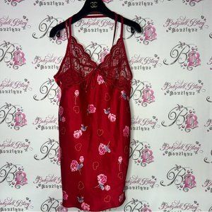 East west intimates dress rose hearts lace bow tie red pink floral babydoll y2k